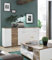 Sideboard Loren Board weiß/Sterling Oak NB 180x86x43cm Vitrine Schrank Kommode Highboard Anrichte Standschrank Beistellschrank Mehrzweckschrank
