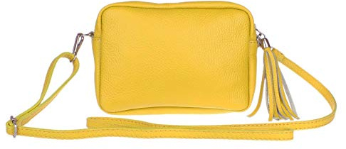 Girly Handbags Womens Genuine Italian Leather Sosft Crossbody Bag Adjustable Strap Over the Shoulder(Yellow)