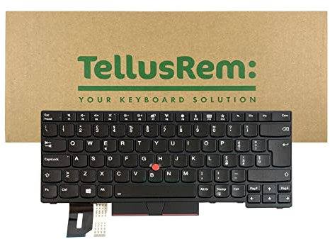 TellusRem ersatztastatur Lenovo T480s Black - IT Hintergrundbeleuchtung für Lenovo Thinkpad T480s, T490, E490, L480, L490, L380, L390, L380 Yoga, L390 Yoga, E490, E480