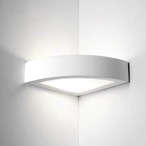 MAZZOLA LUCE Applique angolare bianca lampada per angolo parete di gesso ceramica pitturabile design moderna