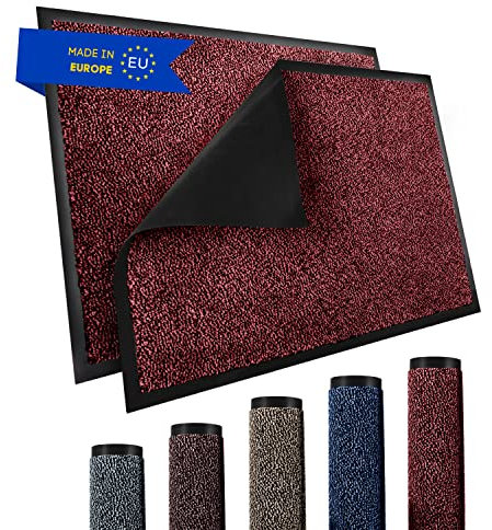 TRIBURG® Fußmatte 90x150 Rot Schwarz - Schmutzfangmatte 90 x 150 wetterfest, wasserfest, waschbar - Fußmatte außen/innen -rutschfeste Fussmatte Aussenbereich und Innenbereich