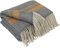 LYHome Merino Decke - Kuscheldecke Tagesdecke Sofa Wolldecke, Blanket Überwurfdecke Sofadecke Wohndecke, Flauschige Couchdecke Merinodecke, Flauschig Warm Plaid 140x200 cm, Grau - Senf - Weiß Streifen