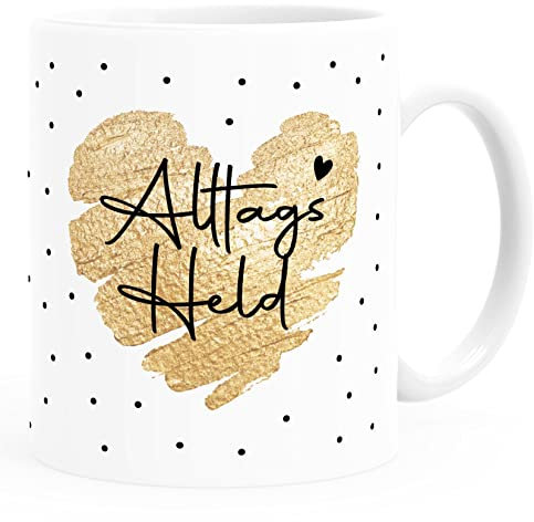 SpecialMe® Kaffee-Tasse Herz Danke Geschenk Lieblingsmensch Alltagsheld Berufe Spruch Schrift Alltagsheld weiß Keramik-Tasse