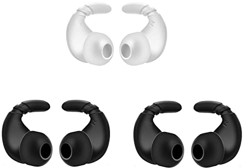 A-Focus Sports Earbuds Eartips Wingtips Anti-Slip Silicone Gel Ear Hooks for Most Earphone Inner Hole 4mm to 5mm, Compatible with Beats Studio Buds/Flex/WF-1000XM5 / WF-C700N Black White