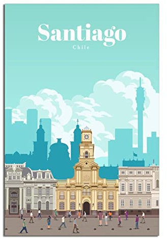 Santiago Chile Vintage Reiseposter Gemälde Poster Modern Geschenk Schlafzimmer Deko