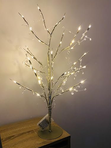 Spot on dealz® 48 LED Twig Tree With Lights Indoor Christmas Decorations Home Pre-Lit Jewelled Lighting Decoration Ornament Festive Decor Gold