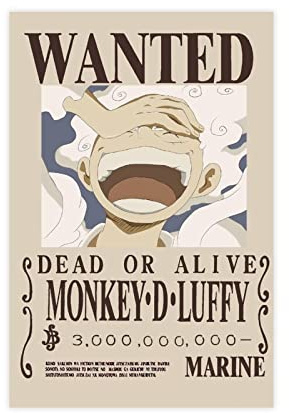 FUKITT Affiche Dessin Animé One Piece Monkey D Luffy Toile Affiche Art Mural Décor Impression Image Peinture pour Salon Chambre Décoration Sans Cadre Style 6 30 x 45 cm