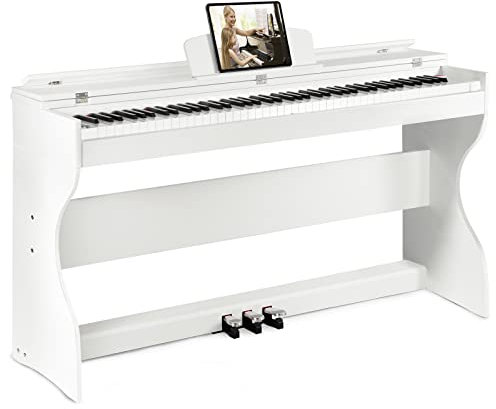 MUSTAR Digital Piano 88 Weighted Keys Touch Sensitivity, Full Size 88 Key Piano Keyboard Semi-Weighted, Electric Keyboard Piano with Stand, LCD Screen, 3 Pedal Boards, Headphone Jack, Music Stand