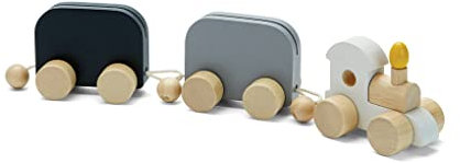 PlanToys Geburtstagszug Holz - mit Platz für Bilder und eine Kreidetafel - Geburtstag Baby Personalisierte Geschenke - 3-teiliges Set Zug Spielzeug