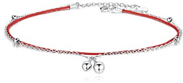 CAZARU Palace Bell Sterling Silber Fußkettchen Damen Rotes Seil Glocke Alten Stil Bein Kette Fußkettchen