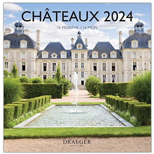 DRAEGER Paris Wandkalender Burgen 2024 zum Aufhängen, 29 x 29 cm, 16 Monate, September 23 bis Dezember 24, 7 Sprachen, Kalender, Büro, Haus, Monat, Dekoration, Organisation, FSC-zertifiziertes Papier