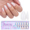 BTArtbox Short Almond Press on Nails Kurz Full Cover Nail Tips für Gelnägel Mandel Nageltips Soft Gel Nagel Tips, PRE-DESIGNED XCOATTIPS White Kurz Künstliche Fingernägel für Nail Extensions