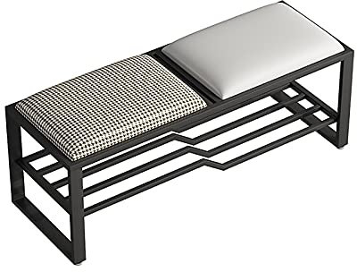 Schuhschrank Bank Schuhbank mit Sitz Metallrahmen Schuhaufbewahrungshocker mit 1-stufigem Regal Nordic Home Schuhhocker Eingangsbereich Schuhschrank für Schlafzimmer Eingangsbereich Flur beautiful