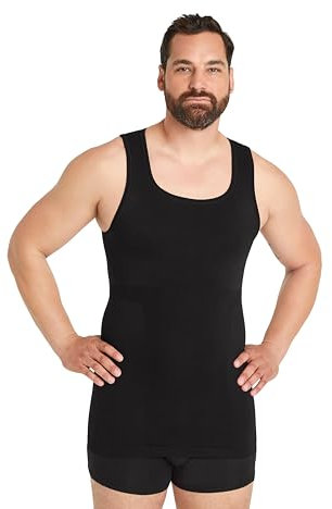 FINN Canottiera Intima a Compressione da Uomo Senza Cuciture – Modellante Shapewear – Forte Body Shapewear da Uomo, Nero, L
