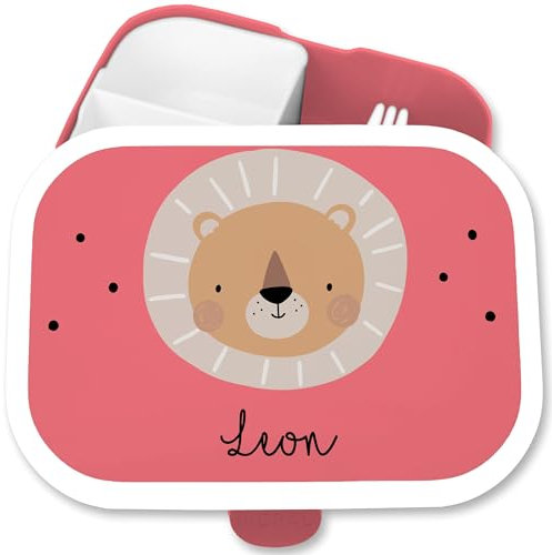 Kinder Campus für Mepal - Boho Löwe Brotdose Löwen I Löwenmotiv I Lion I König der Tiere - 750 ml - Rosa - fächern lunchbox-löwe leo tiger lunchbox name geschenke kindergartenstart tier