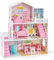COSTWAY Puppenhaus aus Holz, Puppenstube mit 3 Etagen & 10 Möbel & 5 Zimmern, Traumhaus für Mädchen, Puppenvilla Dollhouse Spielzeug für Kinder ab 3 Jahren