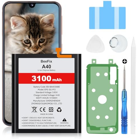 Akku für Samsung Galaxy A40(A405F), 3100mAh Li-ion Ersatzakku für Galaxy A40(EB-BA405ABE) mit professionellen Reparaturwerkzeugen