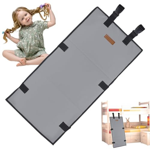 Bunk Bed Ladder Cover,Grey Bunk Bed Ladder Cover, 31x15 Bunk Bed Ladder Pads, Folding Bunk Bed Step Pads with Adjustable Buckles, Prevent Climbing for Child Grey