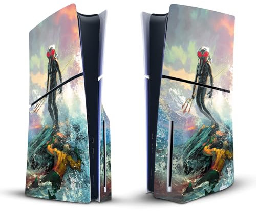 Head Case Designs sous Licence Officielle Aquaman DC Comics Peinture Black Manta Couverture De Bande Dessinée Vinyle Autocollant De Jeu Peau Compatible avec Sony PS5 Slim Disc Edition Console