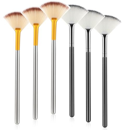 Amabro 6 PCS Fan Brushes Facial Mask Brush, Fan Facial Beauty Brushes Ultra Slim Soft Facial Fan Applicator Esthetician Cosmetic Brush Brushes Professional Blending MakeupTools For Mud Cream, Peel