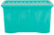 Wham Crystal 60 Liter Storage, Heavy Duty Plastic Storage Box With Lids Home Office Stackable Nestable, Large Storage Boxes With Lids 60 x 40 x 33 cm - Tint Spearmint (Pack of 3)