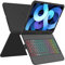 MMK Clavier pour iPad 11/10ème Génération (11 Pouces A16 2025/10.9 Pouces 2022), Èclairage Coloré à 7 Couleurs & Réveil/Veille Automatique, Smart Trackpad avec Porte-Stylet, Clavier Français AZERTY