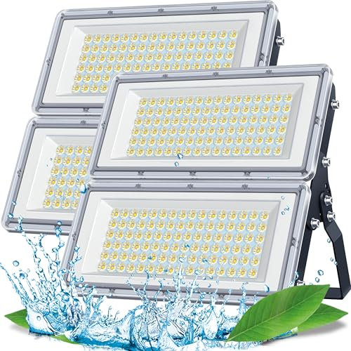 TASINUO Projecteur LED Extérieur 200W 2 Pièce, 2 en 1 20000LM 7000K Spot LED Extérieur, IP67 Étanche 85-265V Lampe Exterieur pour Jardin Garage Usine