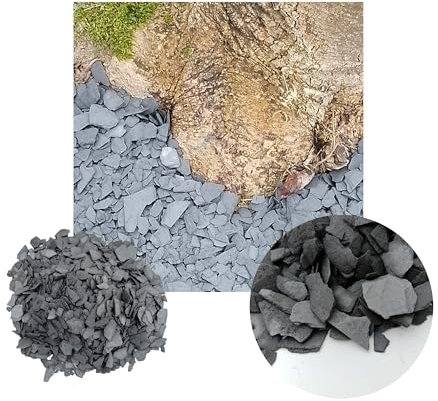 Schiefersplitt 40 bis 70 mm mit Schnittkanten Platten Bruch Zier Stein Kies Schwarz Garten 25 kg Schieferplatten Steine Bruchplatten Schieferbruch Ziersplitt Deko Gartengestaltung Bruch