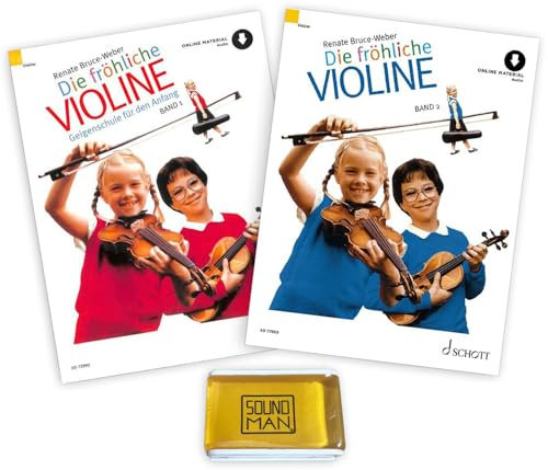 Die fröhliche Violine 1 und 2: (Starterset) mit Online Audio - Band 1 und 2 von Renate Bruce-Weber (ISBN 9783795722197, 9783795721619) + Soundman Kolophonium (XL)