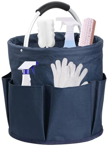 LUFEIS Cleaning Caddy with Handle, Multi Pocket Cleaning Caddy Organiser, Collapsible Bucket Tool Bag, Easy To Clean and Carry Bucket Tool Organiser Bag, Collapsible Storage Basket for Toiletries