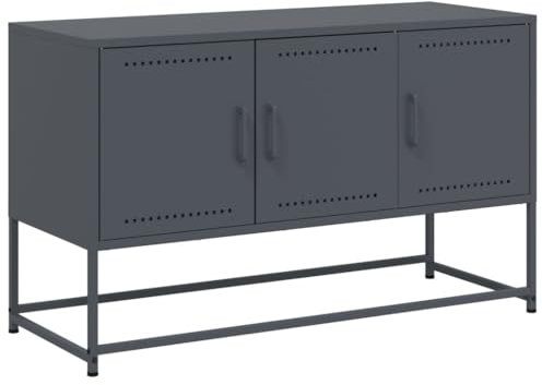 vidaXL TV Schrank, Lowboard für Fernseher, Fernsehtisch mit Stauraum, TV Möbel Fernsehschrank für Wohnzimmer, Industrie-Stil, Anthrazit Stahl