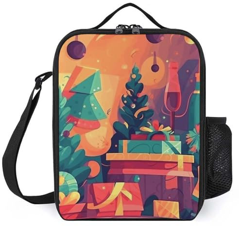 HJKBCV Lunchtasche für Damen und Herren, Kühltasche, Happy New Year-Banner, Lunch-Tasche mit Flaschentasche, Kühltasche