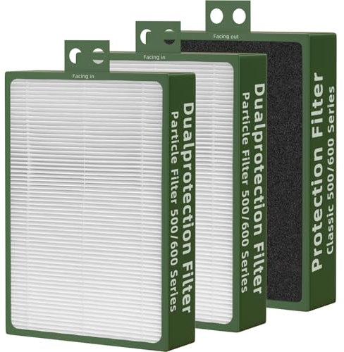 Amboseli 3 Pack True HEPA Filter Replacement Compatible with Blueair Classic 500/600 Series Air Purifiers 501, 503, 505, 510, 550E, 555EB, 580i, 601, 605,680i, Dual Protection Filter