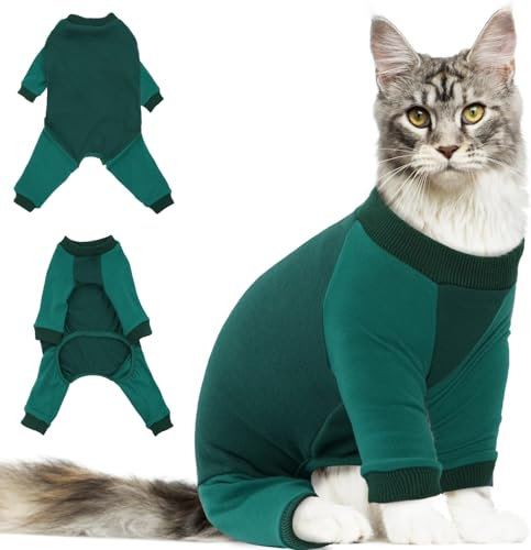 DENTRUN Katzen Recovery Anzug Kätzchen Haarhaftender Strampler Chirurgische Kegel Alternative Hemden für weibliche und männliche nach Operation Haar Verbreitungs Präventions Kleidung Schlafanzug nur