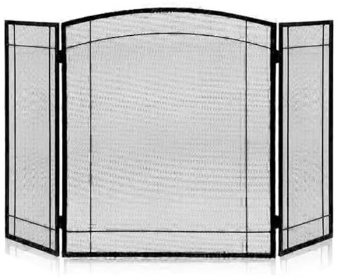 GTPBAO Salvachispas Chimenea Mampara para Chimenea De Tres Paneles En Forma De Arco, 121×74cm, Hecha A Mano, De Hierro Forjado, Protector contra Chispas para Sala De Estar, Vestíbulo