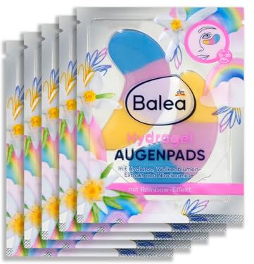 Balea Augenpads Hydrogel Rainbow mit Hyaluron, Wolkenblumen-Extrakt und Niacinamide (5 Paar, 5x2 Stück), 10 Augenmasken