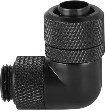 Cpu Cooler, Cpu Air Cooler G1/4 Thread Water Cooling Fitting Thin Tube Liquid Cooler with 90° Right Angle Elbow for Computer Water Cooling System (Black)