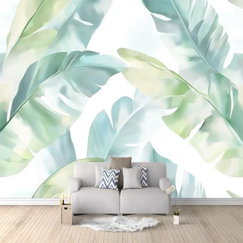 Generico Carta da Parati Moderna Foglie Di Banano Verde Acquerello 500x280 cm Poster Gigante Carta da Parati, Tessuto Non Tessuto Fotomurale Carta da Parati, per Camera Letto, Soggiorno, Corridoio