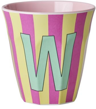 ReWu Rice Melmain Becher Medium Jungen - Buchstabe W - Kinderbecher Campingbecher Campnggeschirr Trinkbecher Melamingeschirr Bruchsicher BPA-Frei 250ml