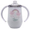 Marquage Unique Tasse d'Apprentissage Bébé avec Anses, Gobelet Isotherme Personnalisable, Motif Nuages et Arc-en-ciel, Gourde isotherme personnalisée au Prénom