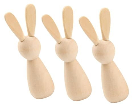 Holibanna 3 Stück Unvollendete Holzklammern Mit Hasenohren Kleine Hasendekorationen Puppenparty Mini Rohling Basteln Überraschungsspielzeug Holz Graffiti Puppen Graffiti