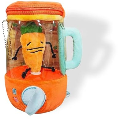 zoocco Carrot Blender Plush, Cute Carrot Juicer Plush with Hidden Zipper Storage & Keychain Clip for Birthday Parties, (Carrot)