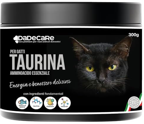 Taurin 300 g Fischgeschmack für Katzen – Pulverformat – mit Vitaminen und Mineralien | Gesundheit des Herzens, des Sehens und des Immunsystems | hohe Schmackhaftigkeit