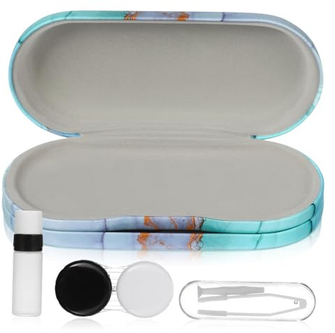 CLISPEED Custodia Per Occhiali Portatile in Floccato e Pu Scatola Per Lenti a Contatto Chiusura Contenitore Da Viaggio Per Occhiali Include Specchio