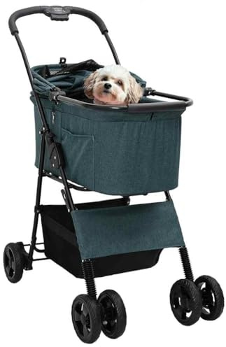 vidaXL Folding Pet Stroller Adjustable Green 81 x 47 x 99 cm Polyester