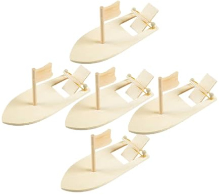 CORHAD 5pcs DIY Wooden Boat Model Kit Sailboat Craft Set for Children | Khaki Blank Surfaces, Smooth Finish, Fine Workmanship, Multipurpose Home Accessories
