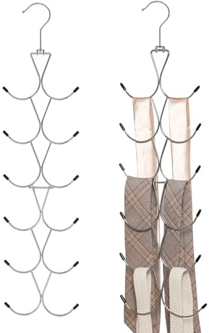 Muorruo 2er-Pack Schalbügel mit 24 Fächern, Handtaschenbügel mit 360°-Drehhaken, Schal-Organizer, Schalbügel für den Schrank, für Schals, Tücher, Gürtel, Handtaschen und Baseballkappen