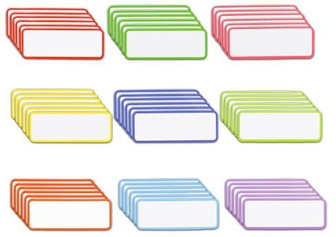Mecmbj 54 Stück Magnetstreifen Beschreibbar, Magnetschilder zum Beschriften | Magnete zum Beschriften, 8x3cm, 9 Farben, Wiederverwendbar, Beschreibbare Magnete für Whiteboard Kühlschrank Metallschrank