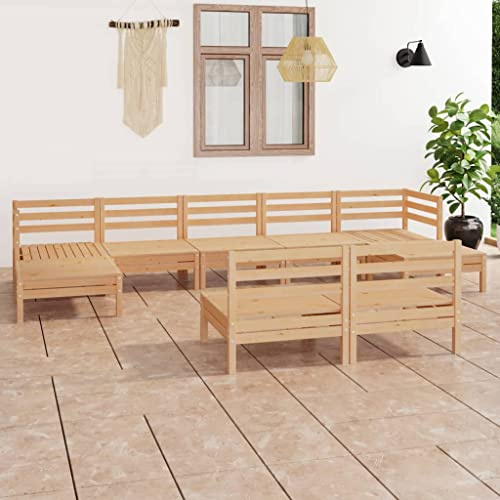 QJBSAVVA Gartenlounge Massivholz 9-TLG 63,5 x 63,5 cm Paletten-Design Kiefer Langlebig Modular für Garten Balkon Terrasse Wohnzimmer