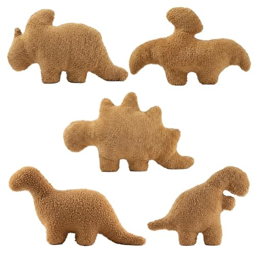 PjuQow 5-teiliges Dinosaurier-Kuscheltier-Set, Relaxo Kuscheltier, Chicken Nuggets Kissen Plüschtiere, Weiches Spielzeug Für Kinder 3-8 Jahre, Ideale Reisebegleitung Und Schlafkissen